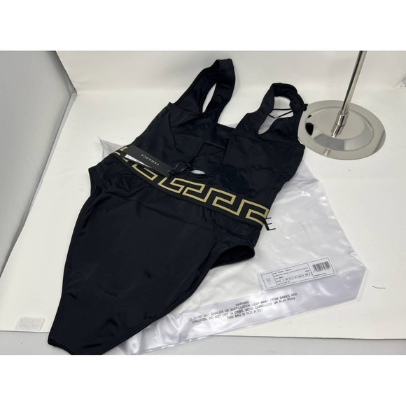 New Versace Medusa motif Greca black one piece swimsuit L - Picture 11 of 12